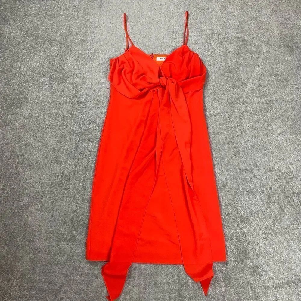 Trina Turk Women's Starry Summer Dress Draped Crepe Tie Front Orange Small NWOT